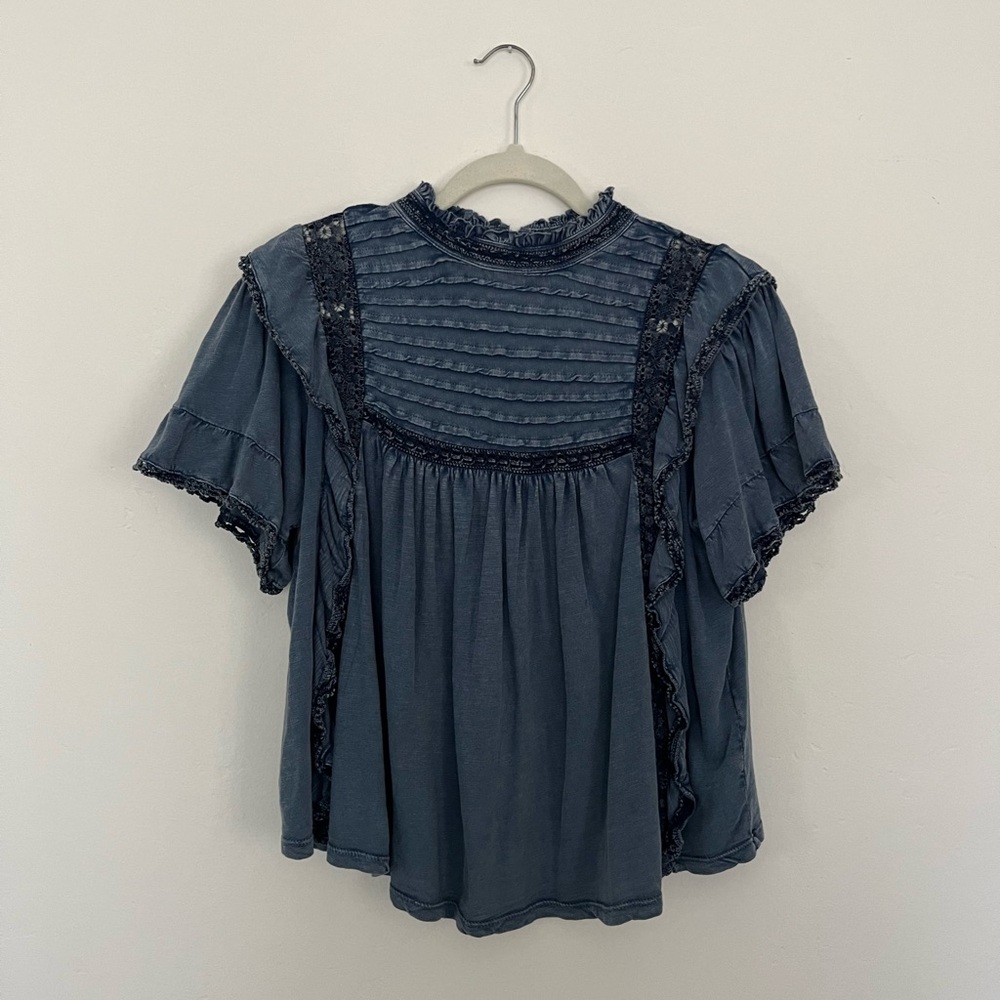 Free People Blue Smocked top size medium